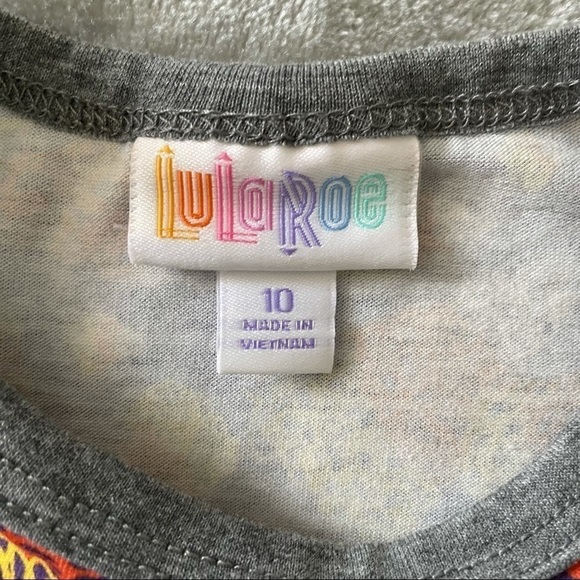 LuLaRoe Scribbled Candy Corn Graphic Baseball Style 3/4 T-shirt Size 10 - Picture 3 of 5